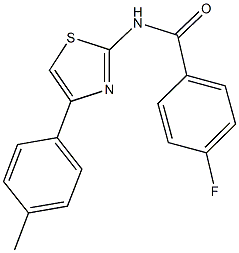 4-fluoro-N-[4-(4-methylphenyl)-1,3-thiazol-2-yl]benzamide,308293-47-2,结构式