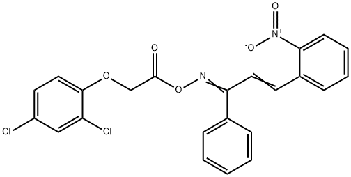 3-{2-nitrophenyl}-1-phenyl-2-propen-1-one O-[2-(2,4-dichlorophenoxy)acetyl]oxime Structure