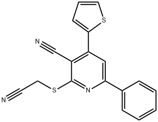 2-[(cyanomethyl)sulfanyl]-6-phenyl-4-(2-thienyl)nicotinonitrile Structure