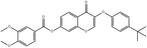 3-(4-tert-butylphenoxy)-4-oxo-4H-chromen-7-yl 3,4-dimethoxybenzoate 化学構造式