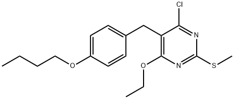 5-(4-butoxybenzyl)-4-chloro-6-ethoxy-2-(methylsulfanyl)pyrimidine 化学構造式