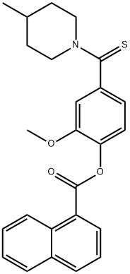 2-methoxy-4-[(4-methyl-1-piperidinyl)carbothioyl]phenyl 1-naphthoate 化学構造式