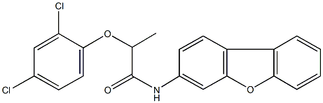 N-dibenzo[b,d]furan-3-yl-2-(2,4-dichlorophenoxy)propanamide Struktur