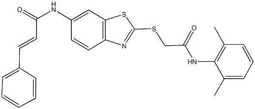 N-(2-{[2-(2,6-dimethylanilino)-2-oxoethyl]sulfanyl}-1,3-benzothiazol-6-yl)-3-phenylacrylamide Structure
