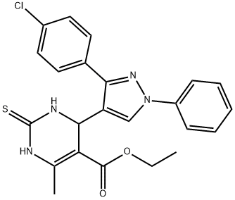 ethyl 4-[3-(4-chlorophenyl)-1-phenyl-1H-pyrazol-4-yl]-6-methyl-2-thioxo-1,2,3,4-tetrahydro-5-pyrimidinecarboxylate 化学構造式