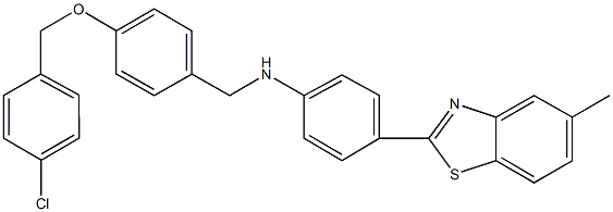 N-{4-[(4-chlorobenzyl)oxy]benzyl}-4-(5-methyl-1,3-benzothiazol-2-yl)aniline Structure