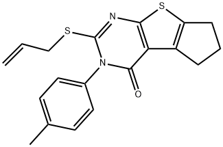 2-(allylsulfanyl)-3-(4-methylphenyl)-3,5,6,7-tetrahydro-4H-cyclopenta[4,5]thieno[2,3-d]pyrimidin-4-one 化学構造式