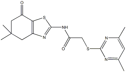 N-(5,5-dimethyl-7-oxo-4,5,6,7-tetrahydro-1,3-benzothiazol-2-yl)-2-[(4,6-dimethyl-2-pyrimidinyl)sulfanyl]acetamide Structure