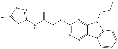 N-(5-methyl-3-isoxazolyl)-2-[(5-propyl-5H-[1,2,4]triazino[5,6-b]indol-3-yl)sulfanyl]acetamide 化学構造式