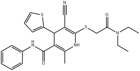 5-cyano-6-{[2-(diethylamino)-2-oxoethyl]sulfanyl}-2-methyl-N-phenyl-4-(2-thienyl)-1,4-dihydro-3-pyridinecarboxamide Structure