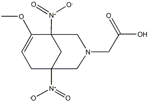 {1,5-bisnitro-6-methoxy-3-azabicyclo[3.3.1]non-6-en-3-yl}acetic acid 化学構造式