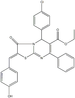ethyl 5-(4-chlorophenyl)-2-(4-hydroxybenzylidene)-3-oxo-7-phenyl-2,3-dihydro-5H-[1,3]thiazolo[3,2-a]pyrimidine-6-carboxylate Structure