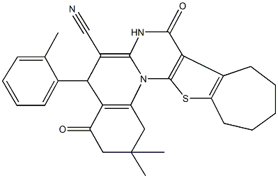 309276-56-0 2,2-dimethyl-5-(2-methylphenyl)-4,8-dioxo-1,3,4,5,7,8,10,11,12,13-decahydro-2H,9H-cyclohepta[4',5']thieno[3',2':5,6]pyrimido[1,2-a]quinoline-6-carbonitrile