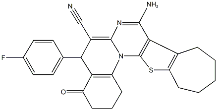 8-amino-5-(4-fluorophenyl)-4-oxo-1,3,4,5,10,11,12,13-octahydro-2H,9H-cyclohepta[4',5']thieno[3',2':5,6]pyrimido[1,2-a]quinoline-6-carbonitrile Structure