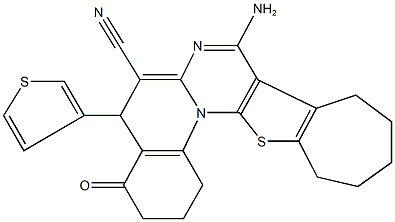 8-amino-4-oxo-5-(3-thienyl)-1,3,4,5,10,11,12,13-octahydro-2H,9H-cyclohepta[4',5']thieno[3',2':5,6]pyrimido[1,2-a]quinoline-6-carbonitrile Structure