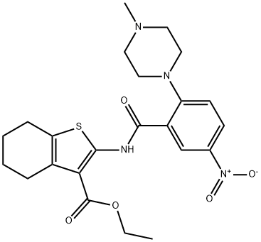 ethyl 2-{[5-nitro-2-(4-methyl-1-piperazinyl)benzoyl]amino}-4,5,6,7-tetrahydro-1-benzothiophene-3-carboxylate,309278-13-5,结构式
