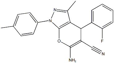 6-amino-4-(2-fluorophenyl)-3-methyl-1-(4-methylphenyl)-1,4-dihydropyrano[2,3-c]pyrazole-5-carbonitrile|