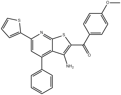 [3-amino-4-phenyl-6-(2-thienyl)thieno[2,3-b]pyridin-2-yl](4-methoxyphenyl)methanone 结构式