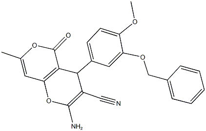 2-amino-4-[3-(benzyloxy)-4-methoxyphenyl]-7-methyl-5-oxo-4H,5H-pyrano[4,3-b]pyran-3-carbonitrile|