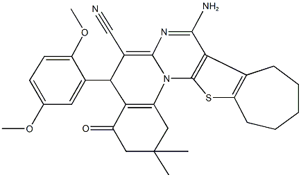 8-amino-5-(2,5-dimethoxyphenyl)-2,2-dimethyl-4-oxo-1,3,4,5,10,11,12,13-octahydro-2H,9H-cyclohepta[4',5']thieno[3',2':5,6]pyrimido[1,2-a]quinoline-6-carbonitrile Structure