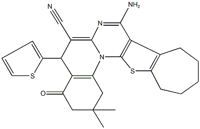 8-amino-2,2-dimethyl-4-oxo-5-(2-thienyl)-1,3,4,5,10,11,12,13-octahydro-2H,9H-cyclohepta[4',5']thieno[3',2':5,6]pyrimido[1,2-a]quinoline-6-carbonitrile Structure