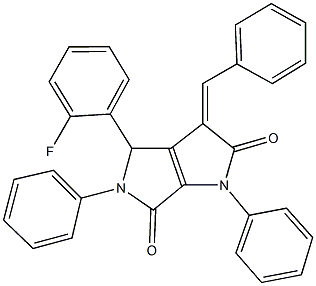 3-benzylidene-4-(2-fluorophenyl)-1,5-diphenyl-1,3,4,5-tetrahydropyrrolo[3,4-b]pyrrole-2,6-dione Structure