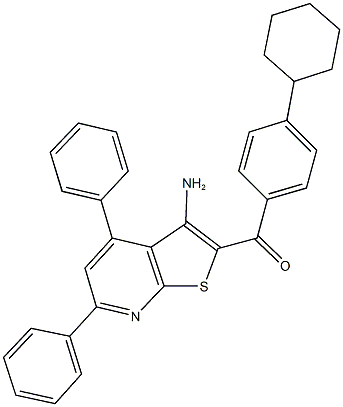 (3-amino-4,6-diphenylthieno[2,3-b]pyridin-2-yl)(4-cyclohexylphenyl)methanone 结构式