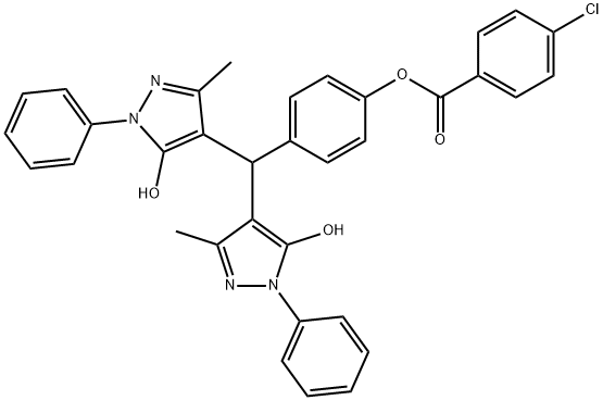 4-[bis(5-hydroxy-3-methyl-1-phenyl-1H-pyrazol-4-yl)methyl]phenyl 4-chlorobenzoate Structure