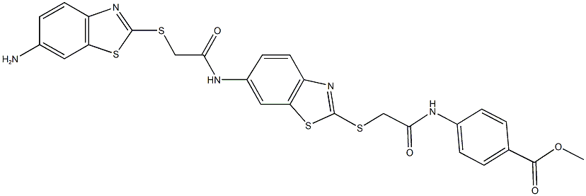 methyl 4-[({[6-({[(6-amino-1,3-benzothiazol-2-yl)sulfanyl]acetyl}amino)-1,3-benzothiazol-2-yl]sulfanyl}acetyl)amino]benzoate Structure