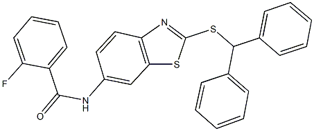 N-[2-(benzhydrylsulfanyl)-1,3-benzothiazol-6-yl]-2-fluorobenzamide Structure