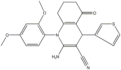 2-amino-1-(2,4-dimethoxyphenyl)-5-oxo-4-(3-thienyl)-1,4,5,6,7,8-hexahydro-3-quinolinecarbonitrile Structure