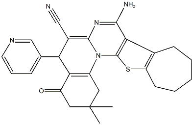 8-amino-2,2-dimethyl-4-oxo-5-(3-pyridinyl)-1,3,4,5,10,11,12,13-octahydro-2H,9H-cyclohepta[4',5']thieno[3',2':5,6]pyrimido[1,2-a]quinoline-6-carbonitrile Structure