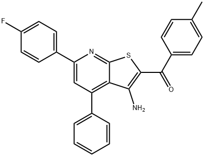 [3-amino-6-(4-fluorophenyl)-4-phenylthieno[2,3-b]pyridin-2-yl](4-methylphenyl)methanone 化学構造式