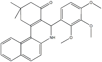 2,2-dimethyl-5-(2,3,4-trimethoxyphenyl)-2,3,5,6-tetrahydrobenzo[a]phenanthridin-4(1H)-one,309288-17-3,结构式