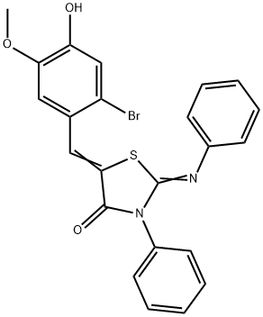 5-(2-bromo-4-hydroxy-5-methoxybenzylidene)-3-phenyl-2-(phenylimino)-1,3-thiazolidin-4-one Structure