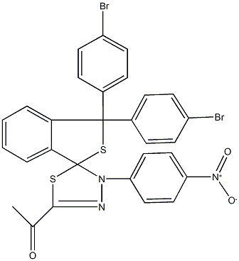 1-[1,1-bis(4-bromophenyl)-4'-(4-nitrophenyl)-1,3,4',5'-tetrahydrospiro(2-benzothiophene-3,5'-[1,3,4]-thiadiazole)-2-yl]ethanone 结构式