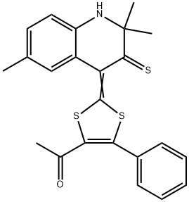 1-[5-phenyl-2-(2,2,6-trimethyl-3-thioxo-2,3-dihydro-4(1H)-quinolinylidene)-1,3-dithiol-4-yl]ethanone 结构式