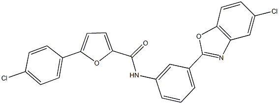 N-[3-(5-chloro-1,3-benzoxazol-2-yl)phenyl]-5-(4-chlorophenyl)furan-2-carboxamide 化学構造式