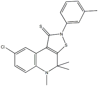 8-chloro-4,4,5-trimethyl-2-(3-methylphenyl)-4,5-dihydroisothiazolo[5,4-c]quinoline-1(2H)-thione Structure