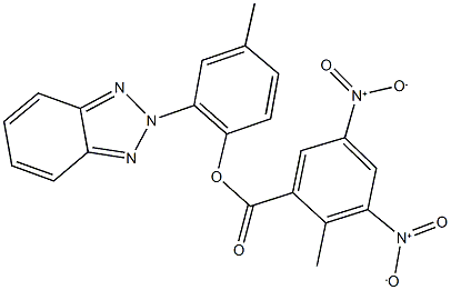 2-(2H-1,2,3-benzotriazol-2-yl)-4-methylphenyl 3,5-bisnitro-2-methylbenzoate Struktur