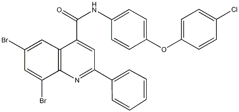 6,8-dibromo-N-[4-(4-chlorophenoxy)phenyl]-2-phenyl-4-quinolinecarboxamide 结构式