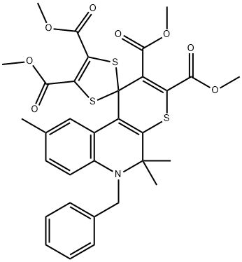 tetramethyl 6'-benzyl-5',5',9'-trimethyl-5',6'-dihydrospiro(1,3-dithiole-2,1'-1H-thiopyrano[2,3-c]quinoline)-2',3',4,5-tetracarboxylate,309731-34-8,结构式