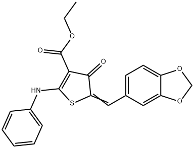 ethyl 2-anilino-5-(1,3-benzodioxol-5-ylmethylene)-4-oxo-4,5-dihydro-3-thiophenecarboxylate Structure