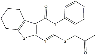 2-[(2-oxopropyl)sulfanyl]-3-phenyl-5,6,7,8-tetrahydro[1]benzothieno[2,3-d]pyrimidin-4(3H)-one 化学構造式