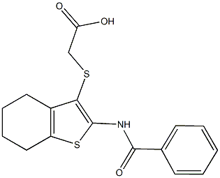 {[2-(benzoylamino)-4,5,6,7-tetrahydro-1-benzothien-3-yl]sulfanyl}acetic acid,309736-23-0,结构式