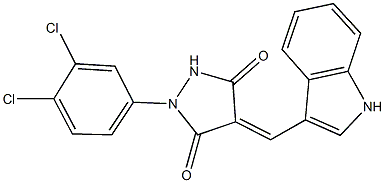 1-(3,4-dichlorophenyl)-4-(1H-indol-3-ylmethylene)-3,5-pyrazolidinedione Struktur