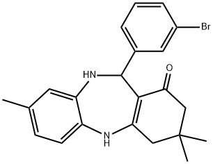 11-(3-bromophenyl)-3,3,8-trimethyl-2,3,4,5,10,11-hexahydro-1H-dibenzo[b,e][1,4]diazepin-1-one,309739-81-9,结构式