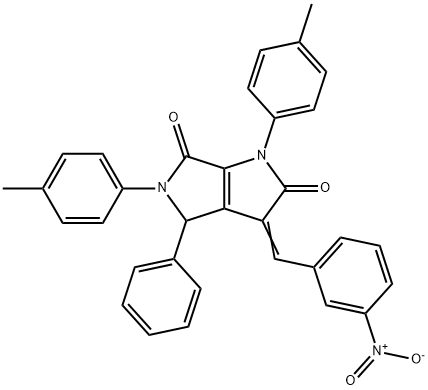 3-{3-nitrobenzylidene}-1,5-bis(4-methylphenyl)-4-phenyl-1,3,4,5-tetrahydropyrrolo[3,4-b]pyrrole-2,6-dione Struktur