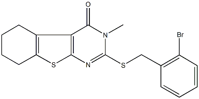 2-[(2-bromobenzyl)sulfanyl]-3-methyl-5,6,7,8-tetrahydro[1]benzothieno[2,3-d]pyrimidin-4(3H)-one 化学構造式