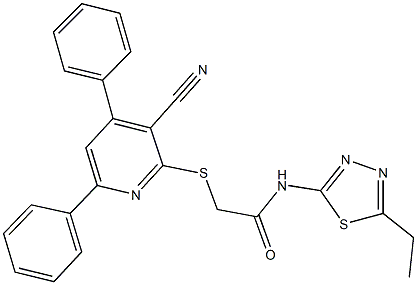 2-[(3-cyano-4,6-diphenyl-2-pyridinyl)sulfanyl]-N-(5-ethyl-1,3,4-thiadiazol-2-yl)acetamide|